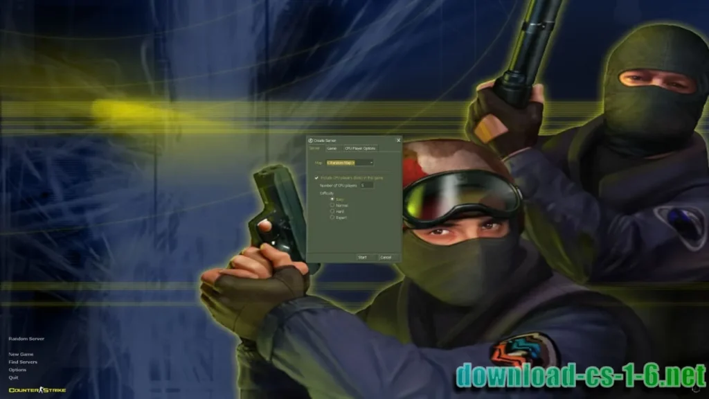 CS 1.6 Original menu with bot settings and classic UI