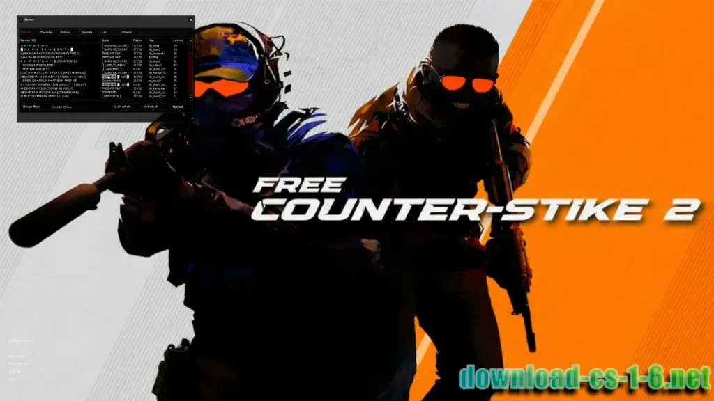Counter-Strike 2 server browser showing online multiplayer servers